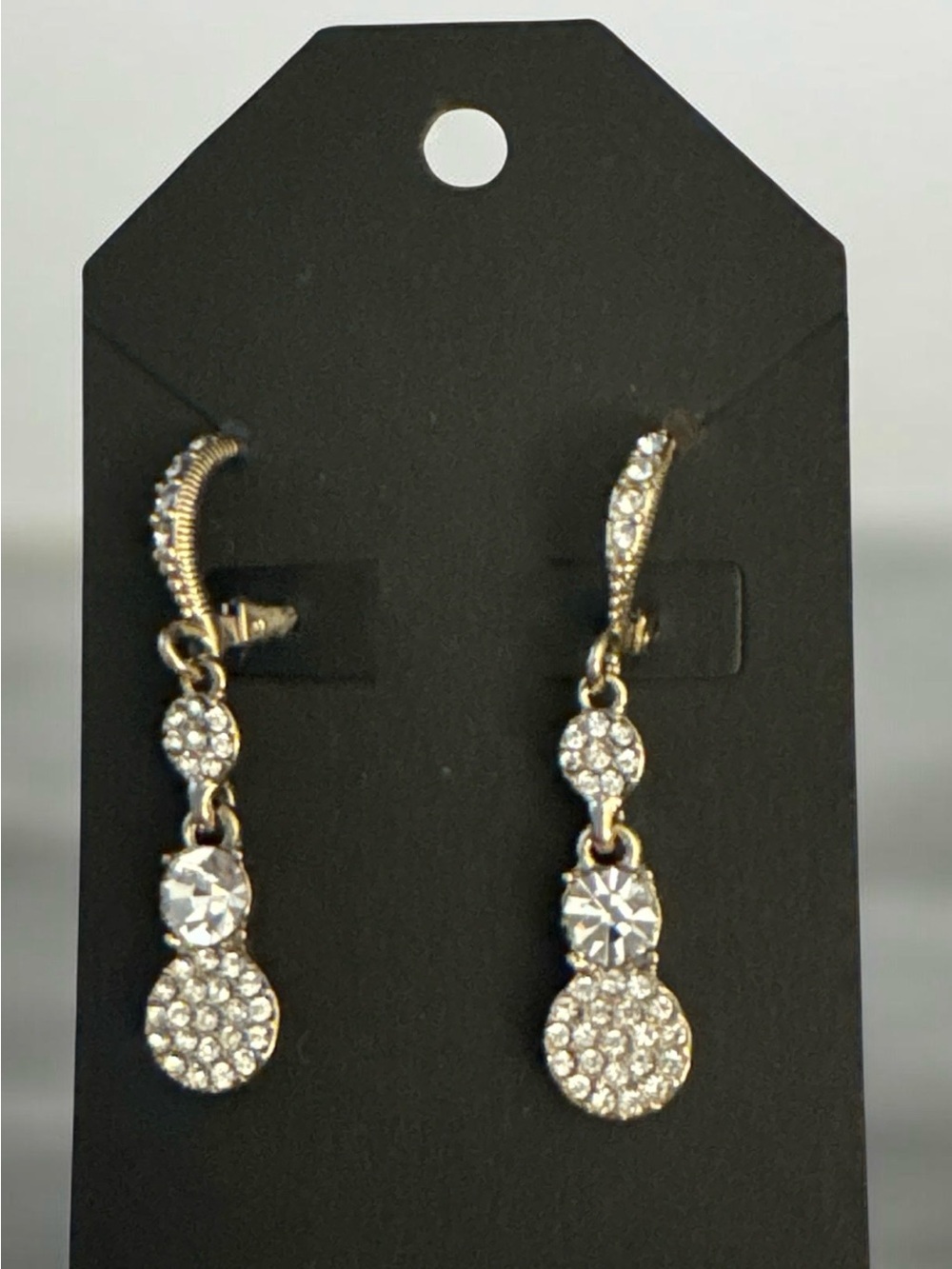 Elegant Gold-Tone Crystal Drop Earrings
